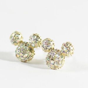 Mickey Mouse Gold Crystal Stud Earrings